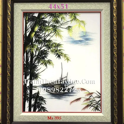 Tranh thêu tay làng quê MS 395