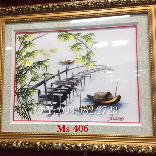 Tranh thêu tay làng quê MS 406