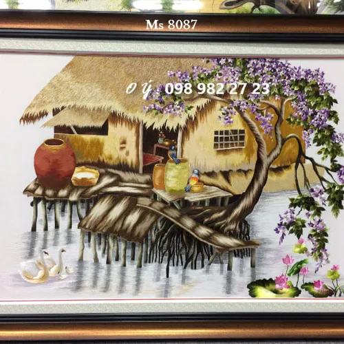 Tranh thêu tay làng quê MS 8087