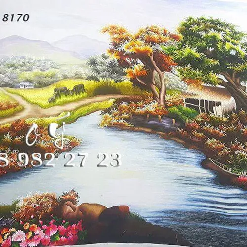 Tranh thêu tay làng quê MS 8170