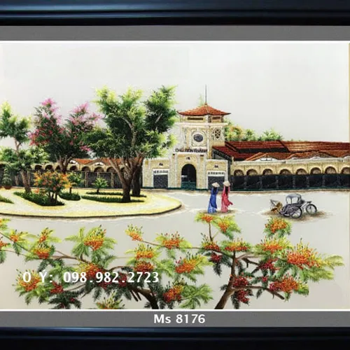 Tranh thêu tay tphcm MS 8176 -  Chợ Bến Thành Sài Gòn