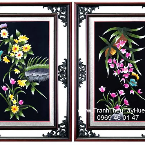 Tranh thêu tay truyền thống tứ quý 05