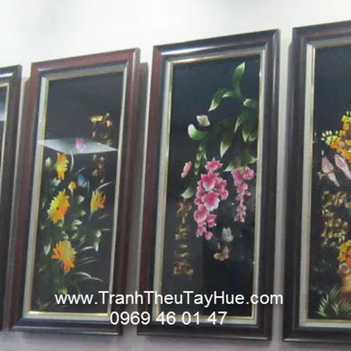 Tranh thêu tay truyền thống tứ quý 08
