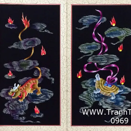 Tranh thêu tay truyền thống tứ quý 10