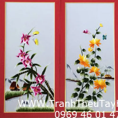 Tranh thêu tay truyền thống tứ quý 15