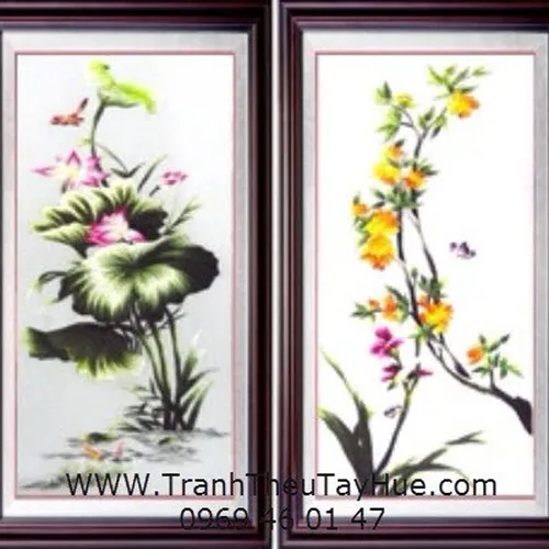Tranh thêu tay truyền thống tứ quý 17