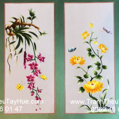 Tranh thêu tay truyền thống tứ quý 19