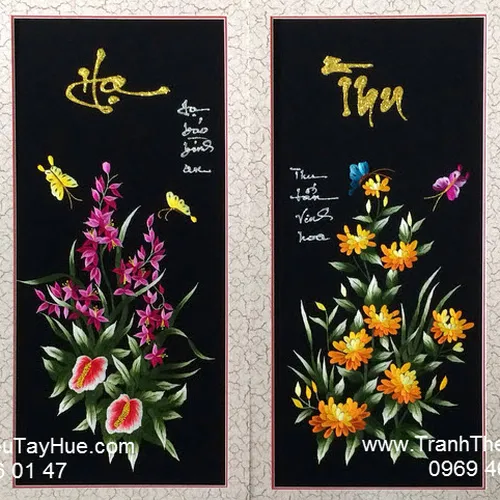 Tranh thêu tay truyền thống tứ quý 21