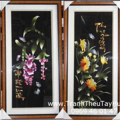Tranh thêu tay truyền thống tứ quý 24