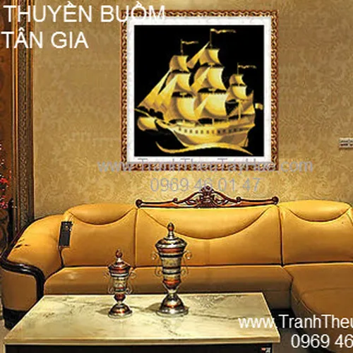 Tranh thêu thuyền buồm 01
