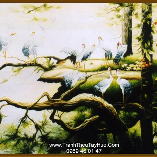 Tranh thêu Tùng Hạc Diên Niên 06