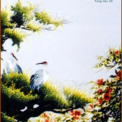 Tranh thêu Tùng Hạc Diên Niên 09