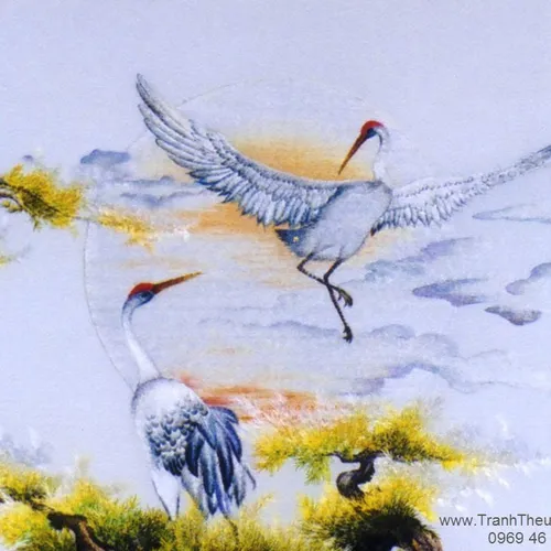 Tranh thêu Tùng Hạc Diên Niên 14