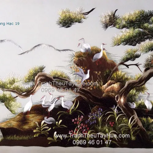 Tranh thêu Tùng Hạc Diên Niên 19