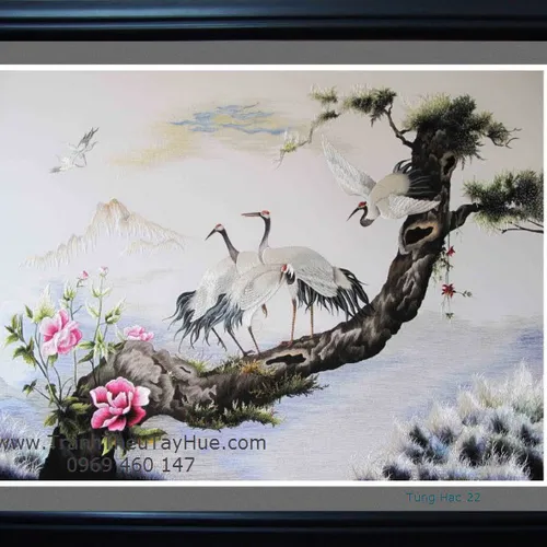 Tranh thêu Tùng Hạc Diên Niên 22
