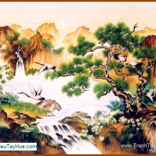 Tranh thêu Tùng Hạc Diên Niên 30