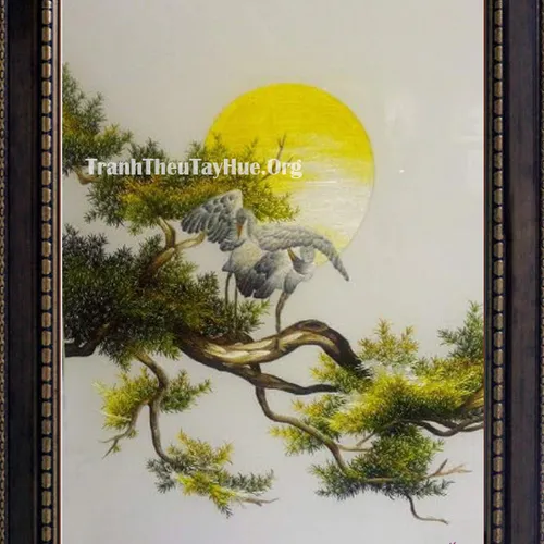 Tranh thêu tùng hạc diên niên MS 534