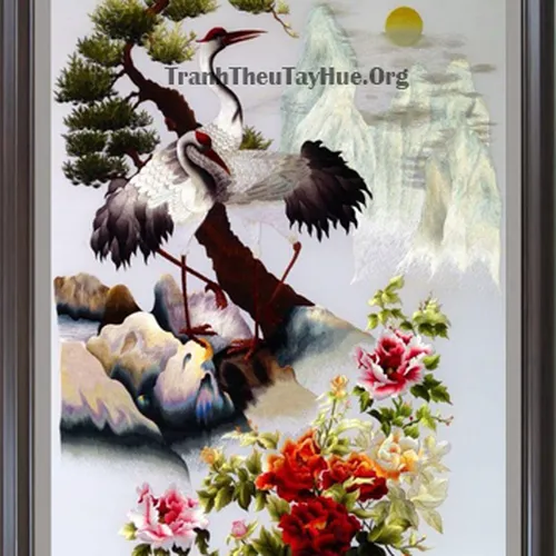 Tranh thêu tùng hạc diên niên MS 548
