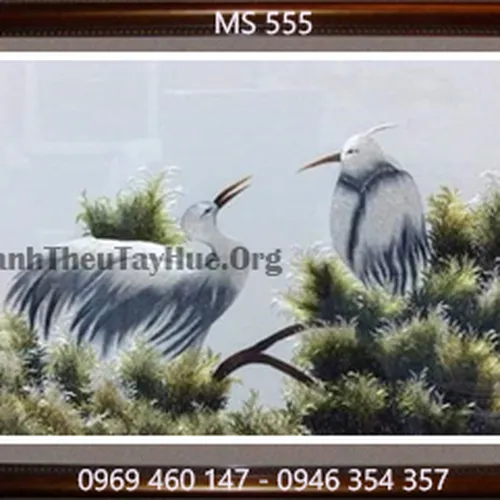 Tranh thêu tùng hạc diên niên MS 555
