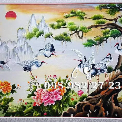 Tranh Thêu Tùng Hạc Diên Niên MS 8205