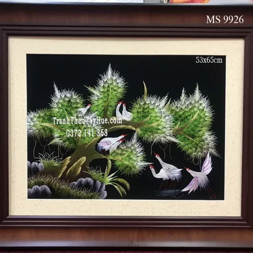 Tranh thêu tùng hạc diên niên MS 9926
