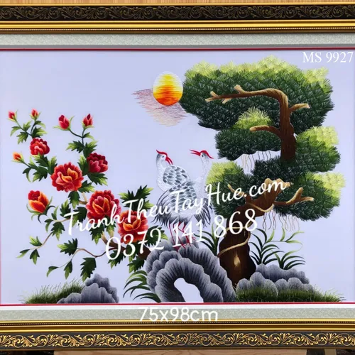 Tranh thêu tùng hạc diên niên MS 9927
