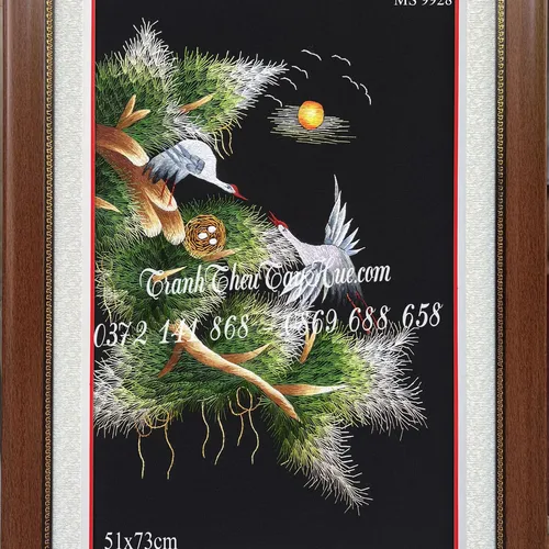 Tranh thêu tùng hạc diên niên MS 9928