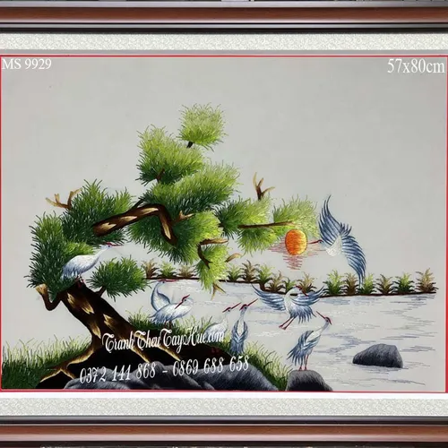 Tranh thêu tùng hạc diên niên MS 9929