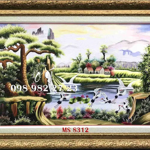 Tranh Thêu Tùng Hạc MS 8312