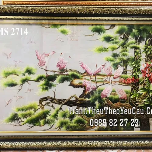 Tranh thêu Tùng Nghênh Khách MS 2714