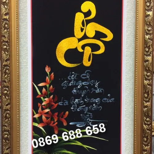 Tranh thư pháp Ơn Cô MS 8426 - Thêu tay cao cấp Huế