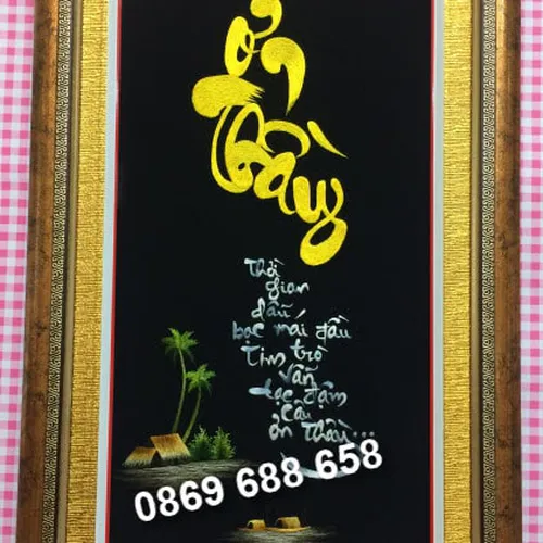 Tranh thư pháp Ơn Thầy MS 8422 - Thêu tay cao cấp Huế