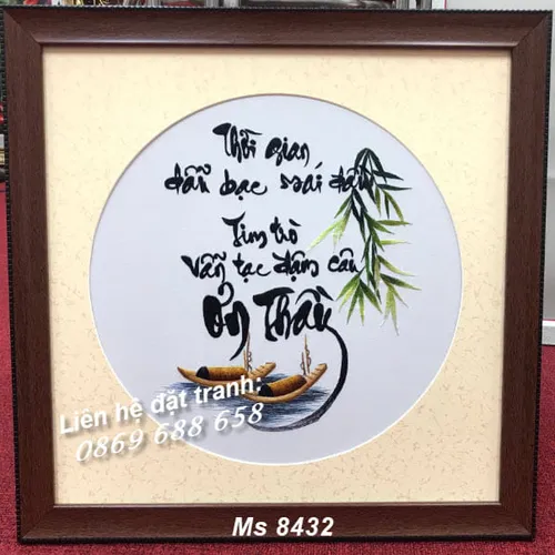 Tranh thư pháp Ơn Thầy MS 8432 - Thêu tay cao cấp Huế