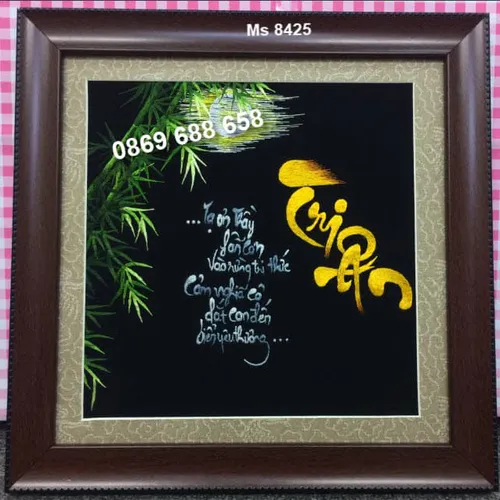 Tranh thư pháp tặng Thầy Cô MS 8425 - Thêu tay cao cấp Huế