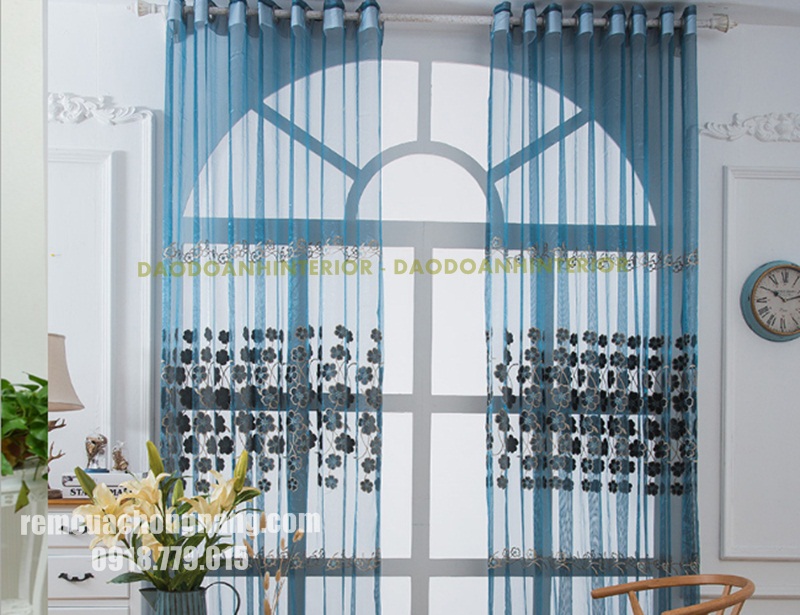 Rèm cửa sổ phòng khách hiện đại màu xanh Rèm cửa sổ phòng khách hiện đại màu xanh