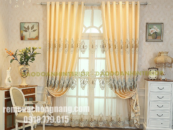 Rèm cửa phòng khách, chất liệu vải gấm 2 mặt cao cấp Rèm cửa phòng khách, chất liệu vải gấm cao cấp