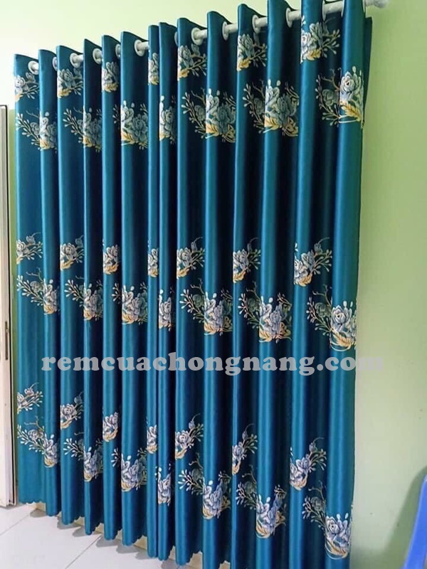 Báo giá rèm vải gấm màu xanh Báo giá rèm vải gấm màu xanh