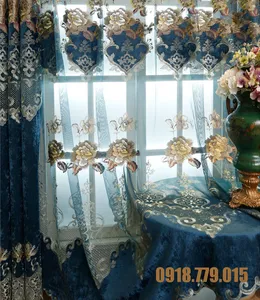 VẢI RÈM CỬA NHUNG THÊU HOA