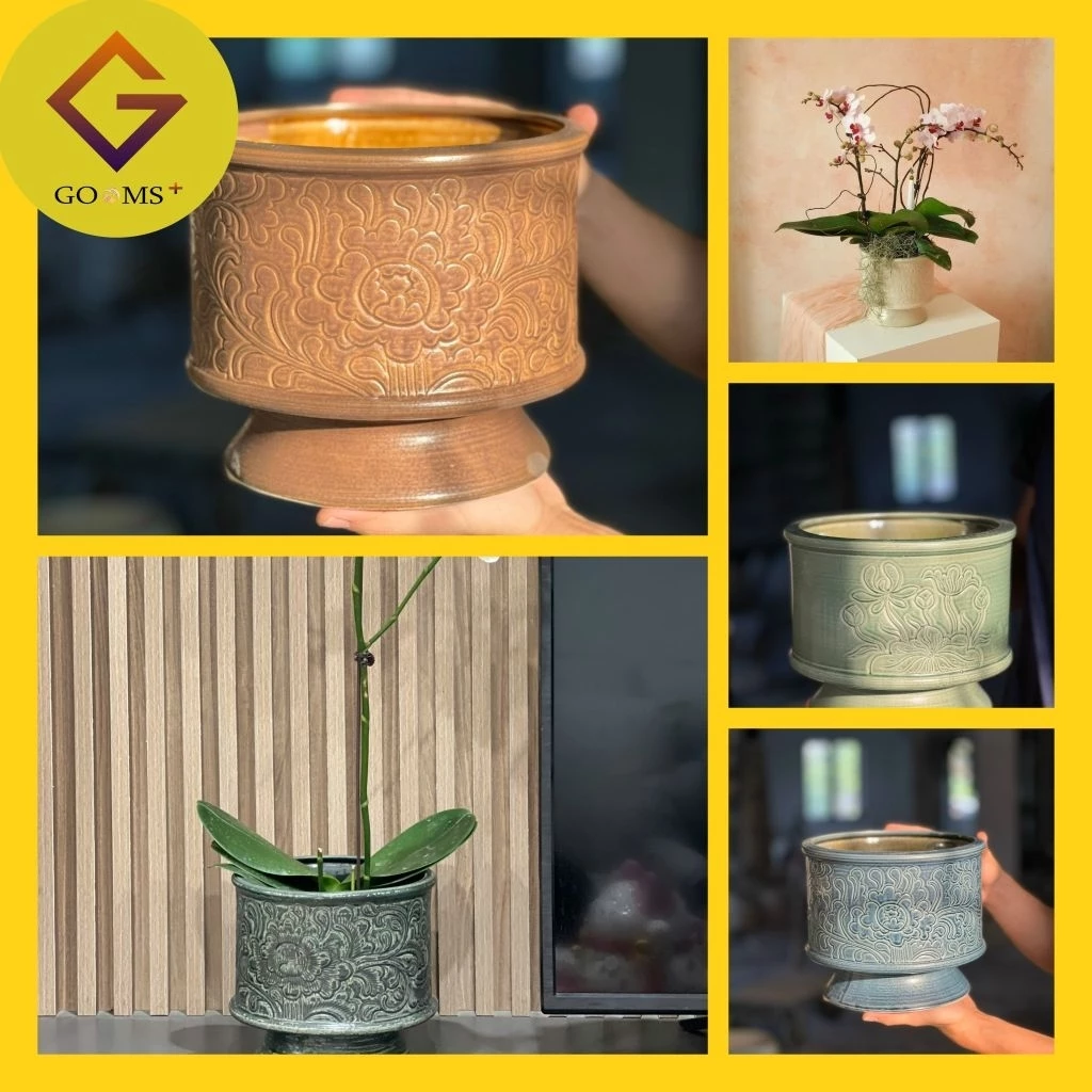 Chậu trồng lan bằng gốm sứ: Nét chấm phá cổ điển cho khu vườn hiện đại. Chậu trồng lan bằng gốm sứ: Nét chấm phá cổ điển cho khu vườn hiện đại.