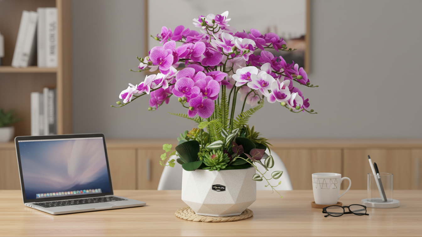 Mẫu Chậu Hoa đẹp mang đến vẻ sang trọng cho không gian nội thất. 📸 Choáng ngợp trước vẻ đẹp bề thế của chậu lan hồ điệp giả cao cấp 18 cành siêu sang.