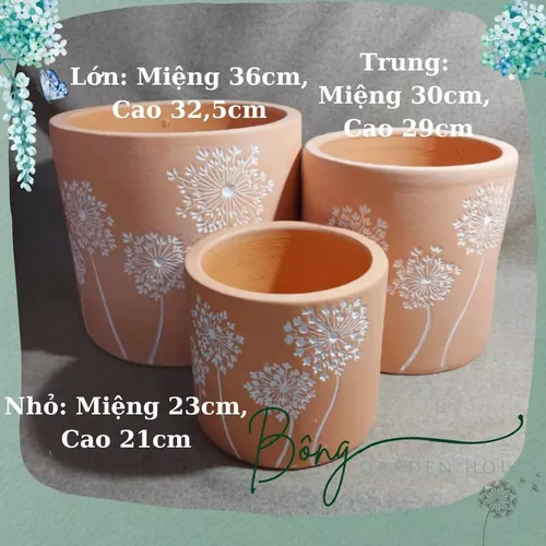 Chậu Gốm Trồng Cây Đất Nung Sơn Wax Bồ Công Anh - Hàng Xuất Khẩu Cao Cấp!