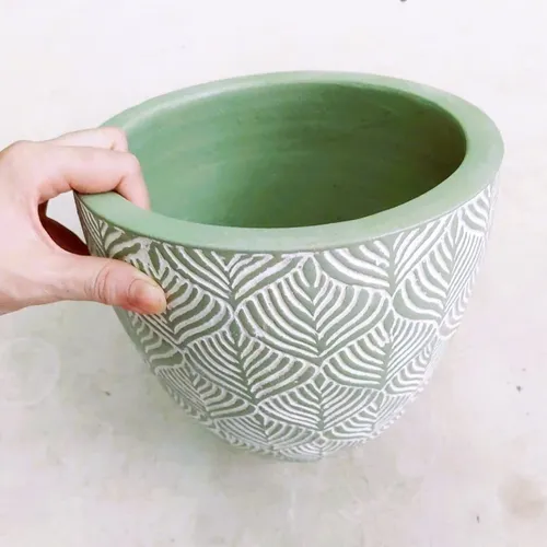 Chậu Gốm Trồng Cây Đất Nung Sơn Wash Bầu Hình Lá - Hàng Xuất Khẩu Tinh Tế!