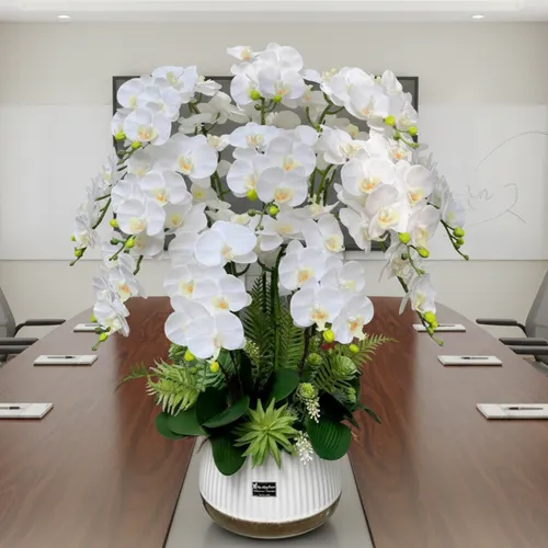 ✨ CHẬU LAN HỒ ĐIỆP GIẢ CAO CẤP 12 CÀNH TRẮNG: TUYỆT TÁC CỦA SỰ THANH TAO!