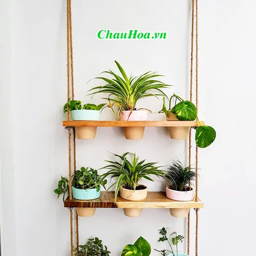BỘ CHẬU HOA KHUNG TREO 3 TẦNG - 9 CHẬU