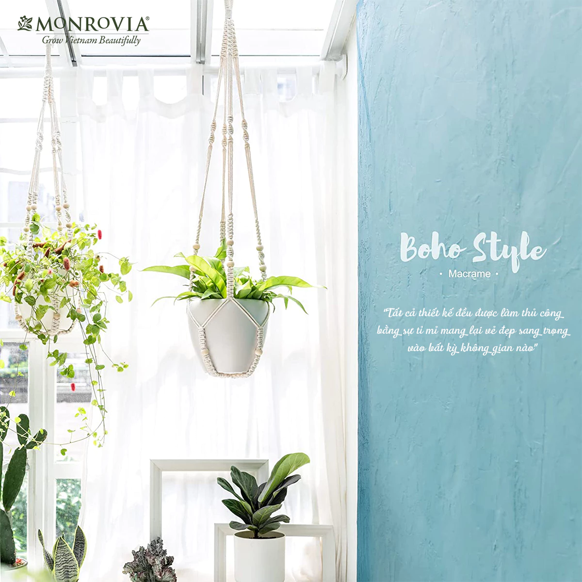 Trang trí cửa sổ với dây treo chậu trồng cây cảnh đẹp, lãng mạn Trang trí cửa sổ với dây treo chậu trồng cây cảnh đẹp, lãng mạn