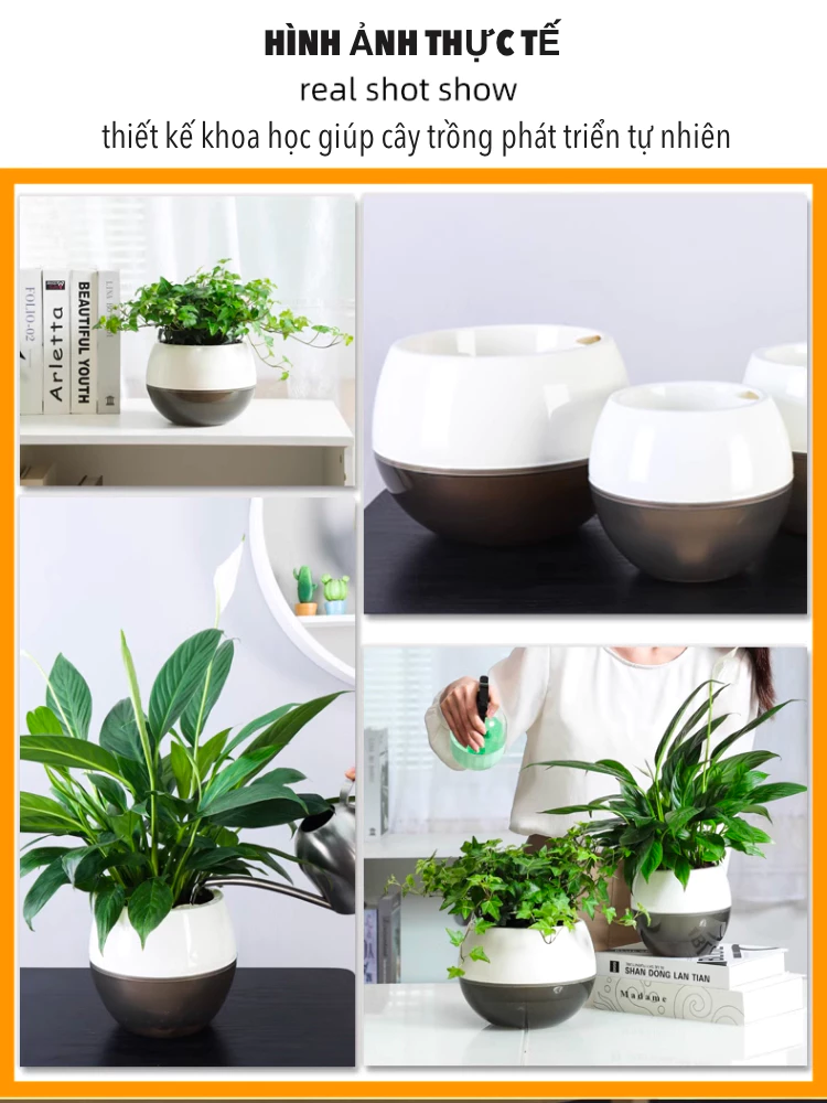Chậu cây cảnh bằng nhựa thông minh tự tưới với nhiều màu sắc nổi bật Chậu cây cảnh bằng nhựa thông minh tự tưới với nhiều màu sắc nổi bật