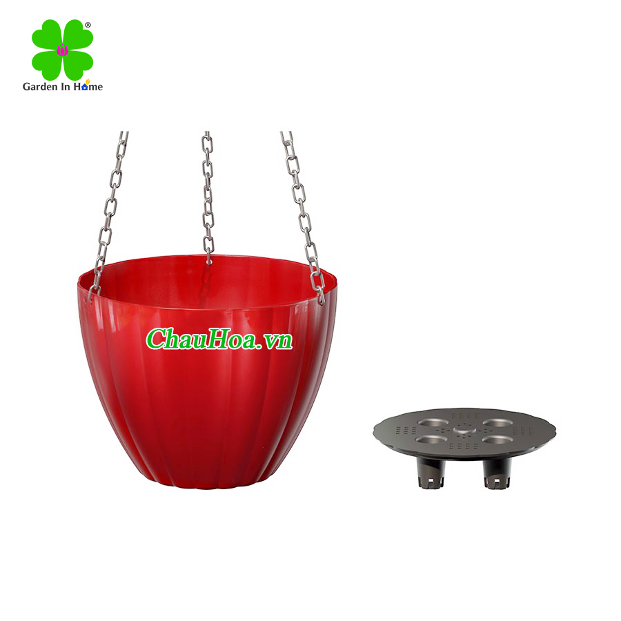 Châu hoa thông minh tự dưỡng tròn treo dây màu Đỏ sang trọng, decor ban công Châu hoa thông minh tự dưỡng tròn treo dây màu Đỏ sang trọng, decor ban công