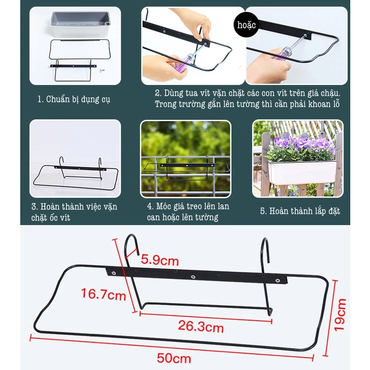 Móc treo chậu cây ban công đẹp Móc treo chậu cây ban công đẹp