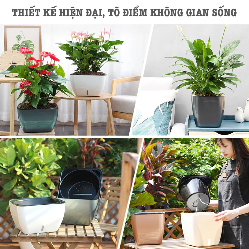 Chậu nhựa trồng cây tự tưới với tuổi thọ lâu dài Chậu nhựa trồng cây tự tưới với tuổi thọ lâu dài