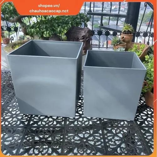🍃Chậu Nhựa Vuông Trồng Cây Giả Sứ Cao Cấp - Sang Trọng Như Sứ, Bền Bỉ Gấp Bội!
